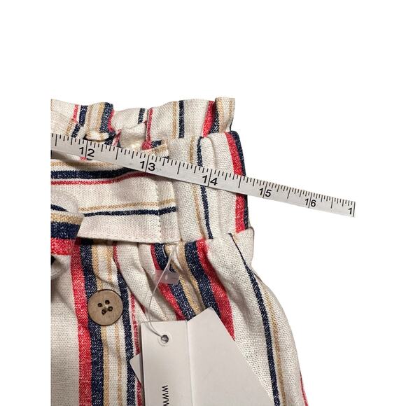 Joe B Linen Paperbag Striped Shorts Size Large NWT Red, Blue and Cream - Picture 5 of 6